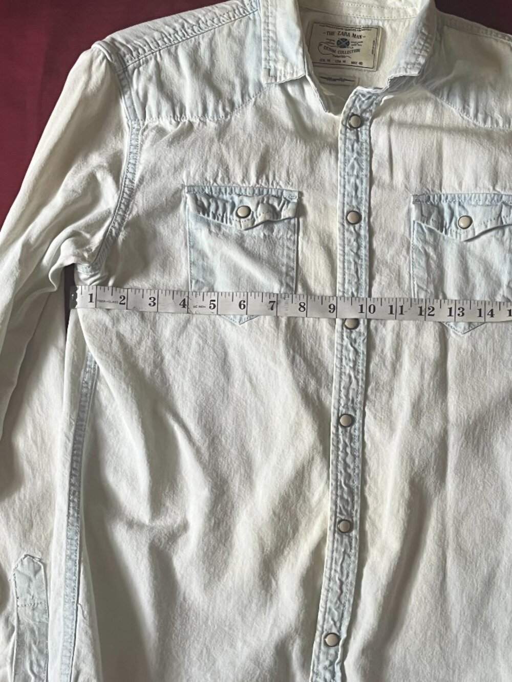ZARA MAN collection Shirt long sleeve Light wash With 2 front Pocket size Medium
